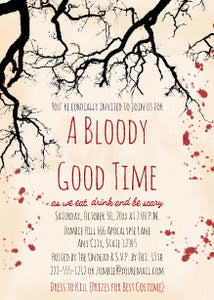 Halloween Invitation Card - Blood Splatter Creepy Halloween Invitation