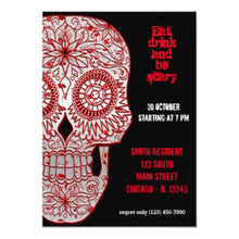 Halloween Invitation Card - Bloody Sugar Skull Invitation