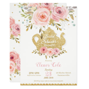 Blush Floral Bridal Shower Tea Party Invitation