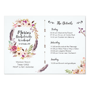 Boho Bachelorette Weekend Itinerary Invitation