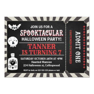 Halloween Invitation Card - Boys Halloween Ticket Birthday Invitation