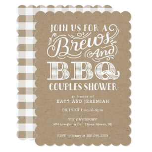 Brews And Bbq Couples Shower On Kraft Invitation