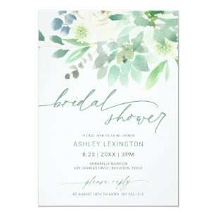 Bridal Shower Watercolor Succulent Greenery Invitation