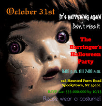 Broken Doll Scary Halloween Semi Gloss Invitation