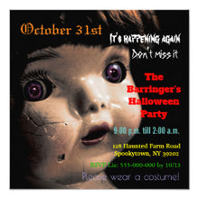 Halloween Invitation Card - Broken Doll Scary Halloween Semi Gloss Invitation