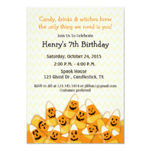 Halloween Invitation Card - Candy Corn Halloween Birthday Party Invitation