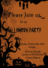 Cat Pumpkin Black Tree Halloween Party Invitation