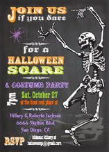 Chalkboard Dancing Skeleton Halloween Party Invite