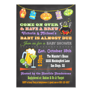 Halloween Invitation Card - Chalkboard Halloween Baby Shower Invitations