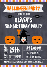 Chalkboard Witch Halloween Birthday Invitation