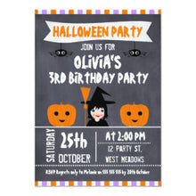 Halloween Invitation Card - Chalkboard Witch Halloween Birthday Invitation