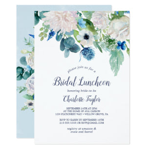 Classic White Flowers Bridal Luncheon Invitation