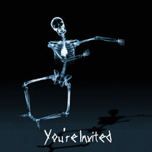 Halloween Invitation Card - Custom Invites X Ray Skeleton Joy Leap Blue