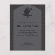 Halloween Invitation Card - Customizable Raven Gravestone Invite Postcard