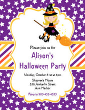 Halloween Invitation Card - Cute Blonde Witch Halloween Party Invitation