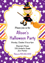 Cute Blonde Witch Halloween Party Invitation