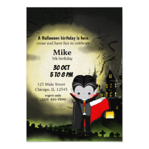 Halloween Invitation Card - Cute Halloween Party Dracula Invitation