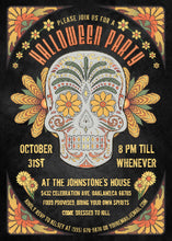 Day Of The Dead Skull Halloween Party Invitations