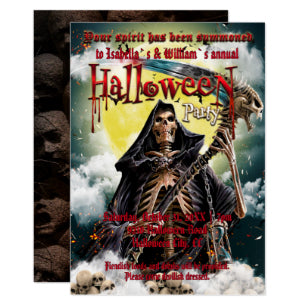 Halloween Invitation Card - Devilish Skeleton Halloween Party Invitation