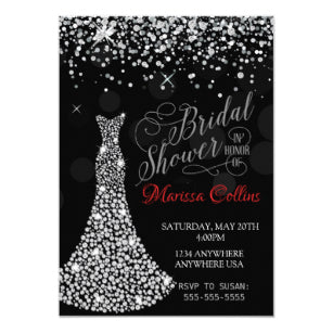 Diamond Dress Bridal Shower Invitation Rhinestone Invitation