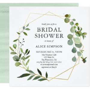 Eucalyptus Geometric Bridal Shower Invitation
