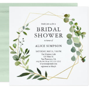 Eucalyptus Geometric Bridal Shower Invitation
