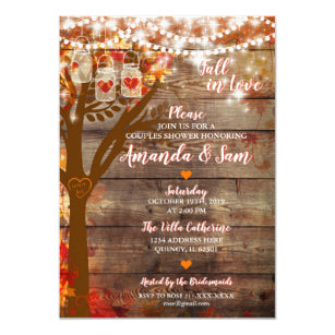 Fall In Love Rustic Bridal Shower Invitation