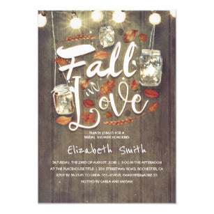 Fall In Love Rustic Mason Jars Bridal Shower Invitation