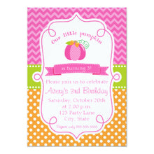 Fall Pumpkin Birthday Invitation Pink Pumpkin Invitation