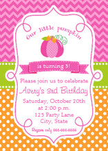 Halloween Invitation Card - Fall Pumpkin Birthday Invitation Pink Pumpkin Invitation