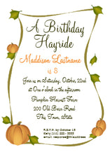 Fall Pumpkin Harvest Birthday Invitation