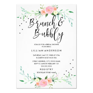 Floral Brunch And Bubbly Bridal Shower Invitation