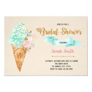 Floral Ice Cream Bridal Shower Invitation