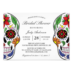 Flower Sugar Skull Wedding Bridal Shower Invitation