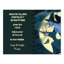 Flying Witch Cat Halloween Party Invitation