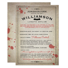 Halloween Invitation Card - Funny Lunatic Asylum Halloween Party Invitations