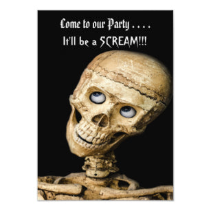 Halloween Invitation Card - Funny Skeleton Halloween Party Invitation