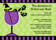 Funny Witch Cocktail Halloween Party Invitation