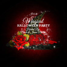 Glam Witch Hat Lacy Black Red Sparkle Party Invitation
