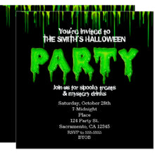 Green Slime Fun Halloween Party Invitations