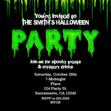 Halloween Invitation Card - Green Slime Fun Halloween Party Invitations