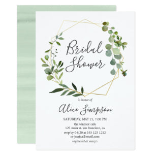 Greenery Eucalyptus Geometric Bridal Shower Invitation