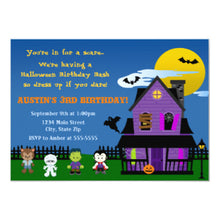 Halloween Invitation Card - Halloween Birthday Invitation Blue