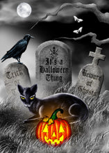 Halloween Invitation Card - Halloween Black Cat With Jack O Lantern Gravestone Invitation