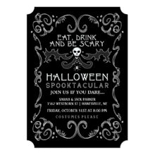 Halloween Black White Party Invitation