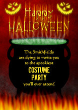 Halloween Invitation Card - Halloween Costume Party Cauldron Fire Invitation