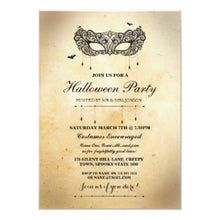 Halloween Invitation Card - Halloween Gothic Mask Masquerade Party Invite