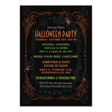 Halloween Invitation Card - Halloween Party Invitation Black Orange Spiders