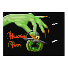 Halloween Invitation Card - Halloween Party Invitation Green Witch Hand