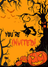 Halloween Invitation Card - Halloween Party Invite Scary Witch And Pumpkins